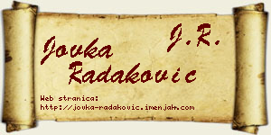 Jovka Radaković vizit kartica